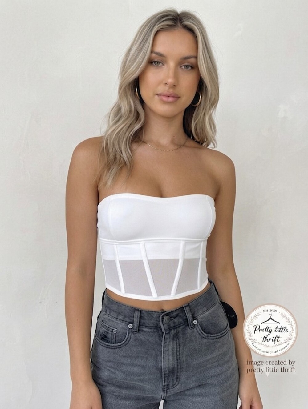 White Fox Crossed My Mind Corset Crop Top White | Size M NWT